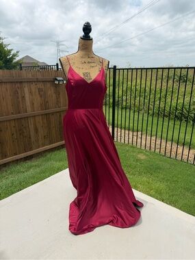 B Darlin Satin Burgundy Slip Maxi Dress